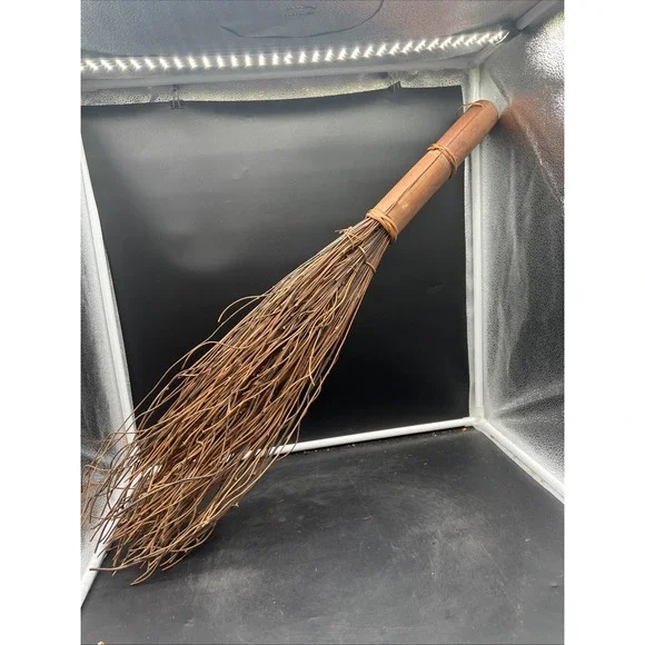 Hearth Broom Natural Straw Craft Whisk Broom Handle 33" Handmade Cobweb Broom - Picture 1 of 9